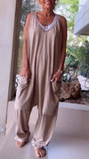 V-neck Sleeveless Casual Jumpsuit