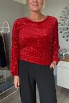 Women's Round Neck Long Sleeve Sequined Party Top