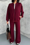 Women's Round Neck Hot Diamond Zipper Casual Sweatshirt Suit