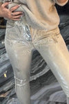 Women's Casual Gold Foil Slim Pants