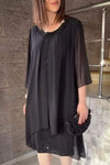 Women's Round Neck Chiffon Sequin Dress