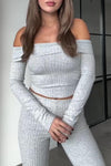 Women's Casual Solid Color One-piece Collar Knitted Two-piece Set