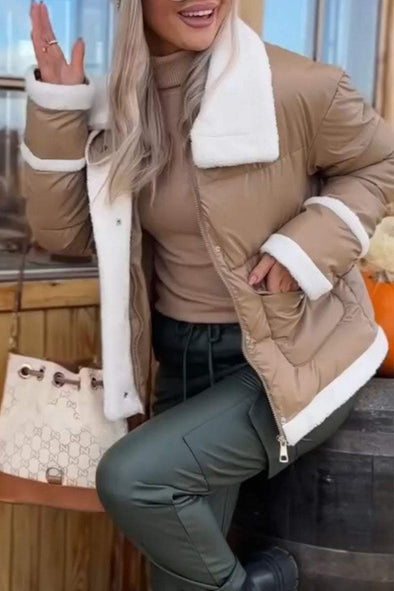 Women's Casual Solid Color Plush Coat