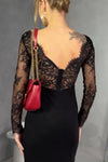 Women's Elegant Lace Patchwork Backless Dress