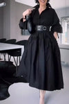 Women's casual puff sleeve long sleeve shirt dress