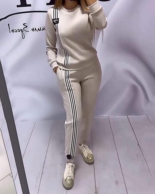 Women's Fashionable Ribbon Splicing Casual Suit