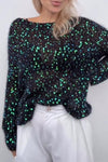 Women's Solid Color Round Neck Pullover Sequined Sweater