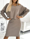 Women's Round Neck Long Sleeve Casual Sports Suit Dress