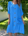 Women's Casual Solid Color Linen Button Front Dress