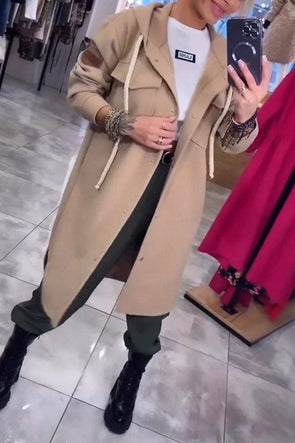 Women's Casual Hooded Single-breasted Coat