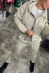 Women's Hooded Long-sleeved Zip-up Jacket Two-piece Suit