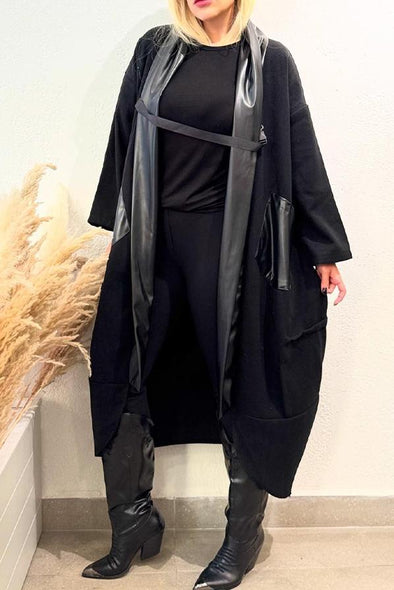 Women's casual cocoon-shaped long jacket