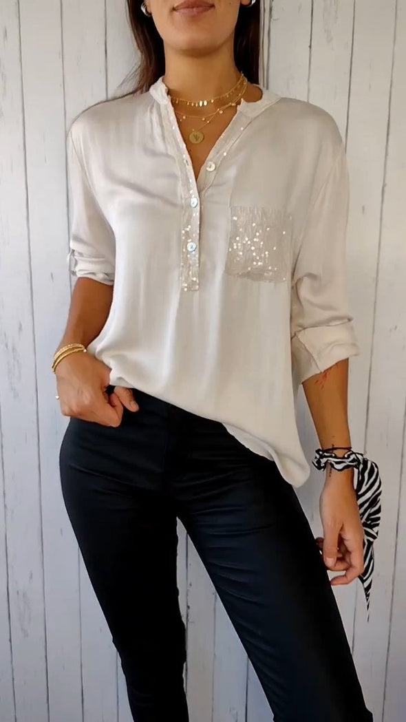 V-neck Sequin Design Top