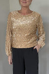 Women's Round Neck Long Sleeve Sequined Party Top