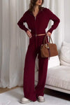 Women's Casual Hooded Zipper Knitted Two-piece Suit