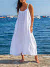 Solid Cotton and Linen Slip Dress