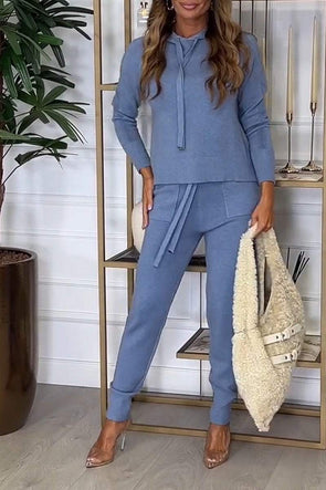 Women's Winter Solid Color Casual Hooded Jumper Suit