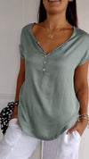 V-neck Satin Smooth Short-sleeved T-shirt