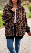 Women's Lapel Zipper Leopard Print Jacket