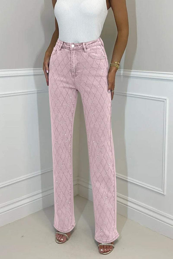 Women's Elegant And Fashionable Diamond Denim Trousers