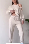 Women's Casual Off-shoulder Sweatpants Suit