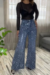 Women's Elegant High-end Rhombus Wide-leg Jeans