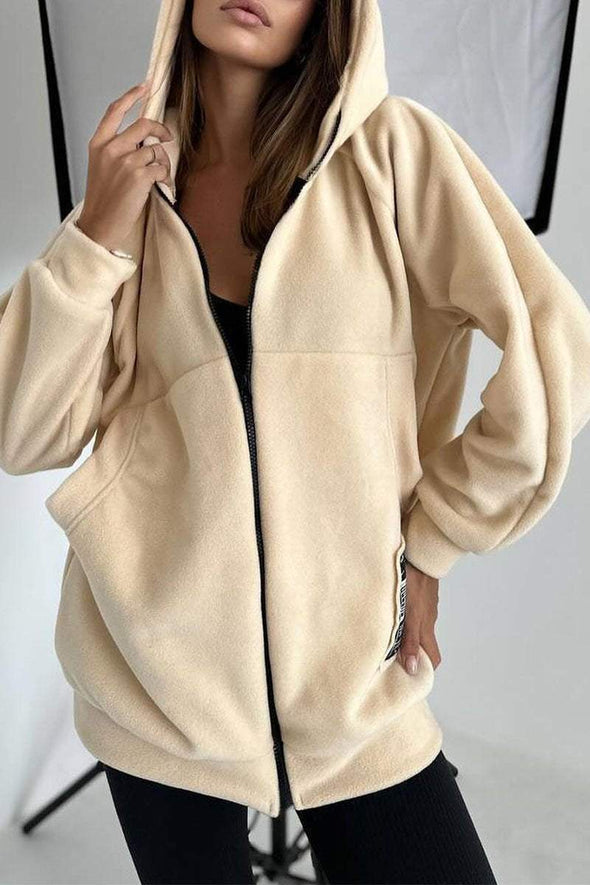 Women's Casual Solid Color Zipper Cardigan