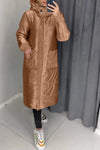 Women's Casual Warm Hooded Sequined Patchwork Long Cotton Jacket