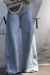 Women's Casual Bow Embellished Denim Trousers