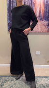 Women's Cool Rhinestone Velvet Long Sleeve & Belted Cool Rhinestone Velvet Slim Fit Straight Pants