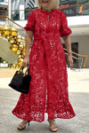 Women's Elegant Lace Round Neck Strap Dress