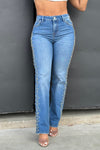 Women's Side Pearl and Crystal Straight Leg Jeans