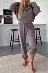 Women's Casual Hooded Solid Color Sweatshirt Two-piece Set