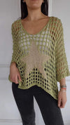 Women's V-neck Sleeve Knitted Star Print Blouse 2-piece Set