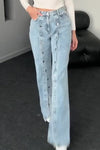 Women's Cool Center Front Button Slit Jeans