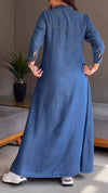 Thin Denim Lapel Long Dress