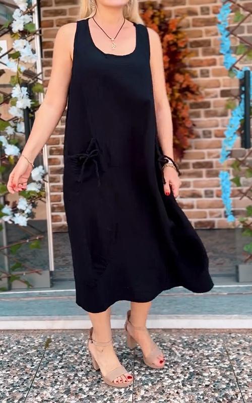 Casual Round Neck Loose Suspender Dress