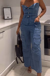 Women's Sexy Off-the-shoulder Denim Jumpsuit