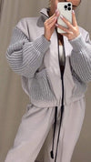 Women's Lapel Zipper Knitted Patchwork Casual Suit