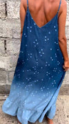 Star Print Gradient Blue Dress