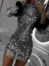 Women's Round Neck Sequin Sexy Party Mini Dress