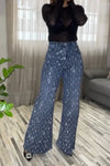 Women's Elegant High-end Rhombus Wide-leg Jeans