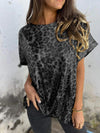 Women's Round Neck Short Sleeve Leopard Print Top