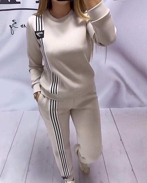 Women's Fashionable Ribbon Splicing Casual Suit