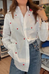 Women's Fashion Casual Solid Color Love Heart Shirt