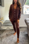 Women's V-neck Single-breasted Knitted Two-piece Suit