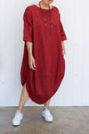 Casual Round Neck Solid Color Loose Dress