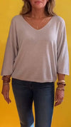 V-neck Knitted Long-sleeved Top