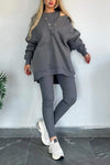 Women's Casual Solid Color Sweatshirt Three-piece Set