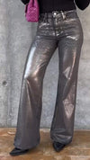 Women's Silver-embossed Casual Loose Flared Jeans